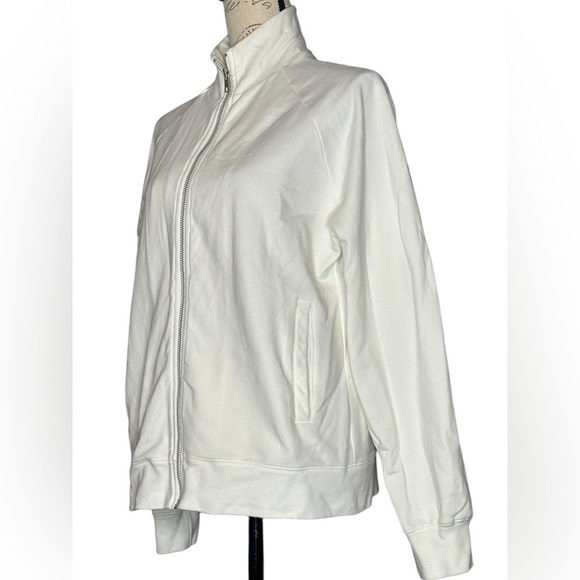 GAP off white stretch zipper front jacket sweatshirt with pockets size large EUC - Picture 4 of 9